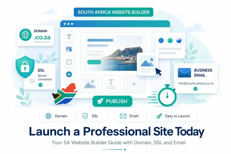 Website builder South Africa guide with domain SSL and business email